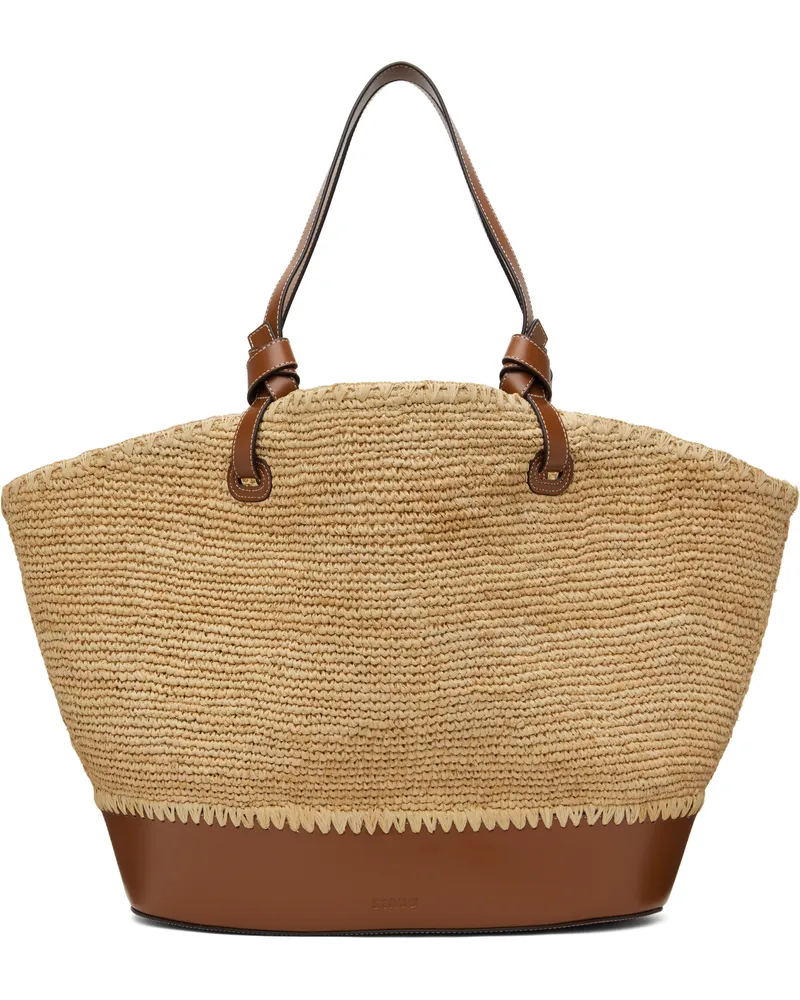 STAUD Beige Squillo Raffia Tote Nttn