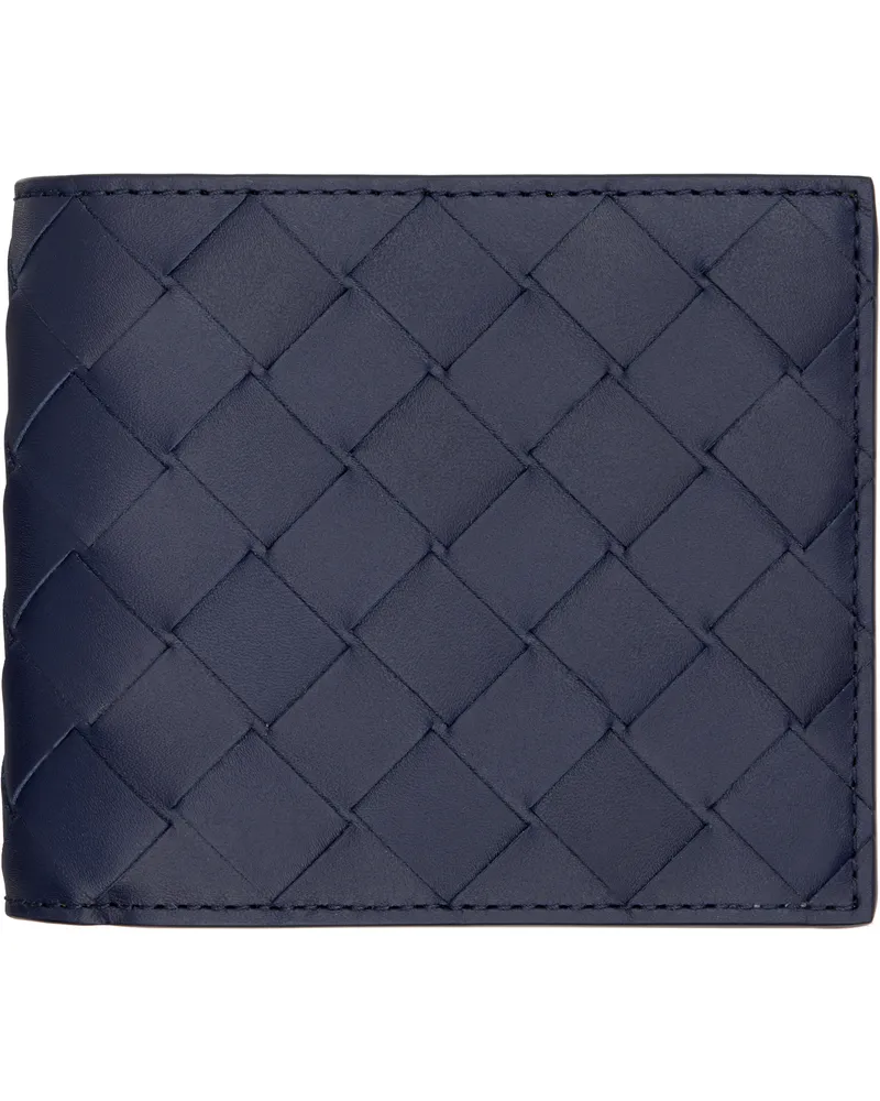 Bottega Veneta Navy Intrecciato Bi-Fold Wallet 3258