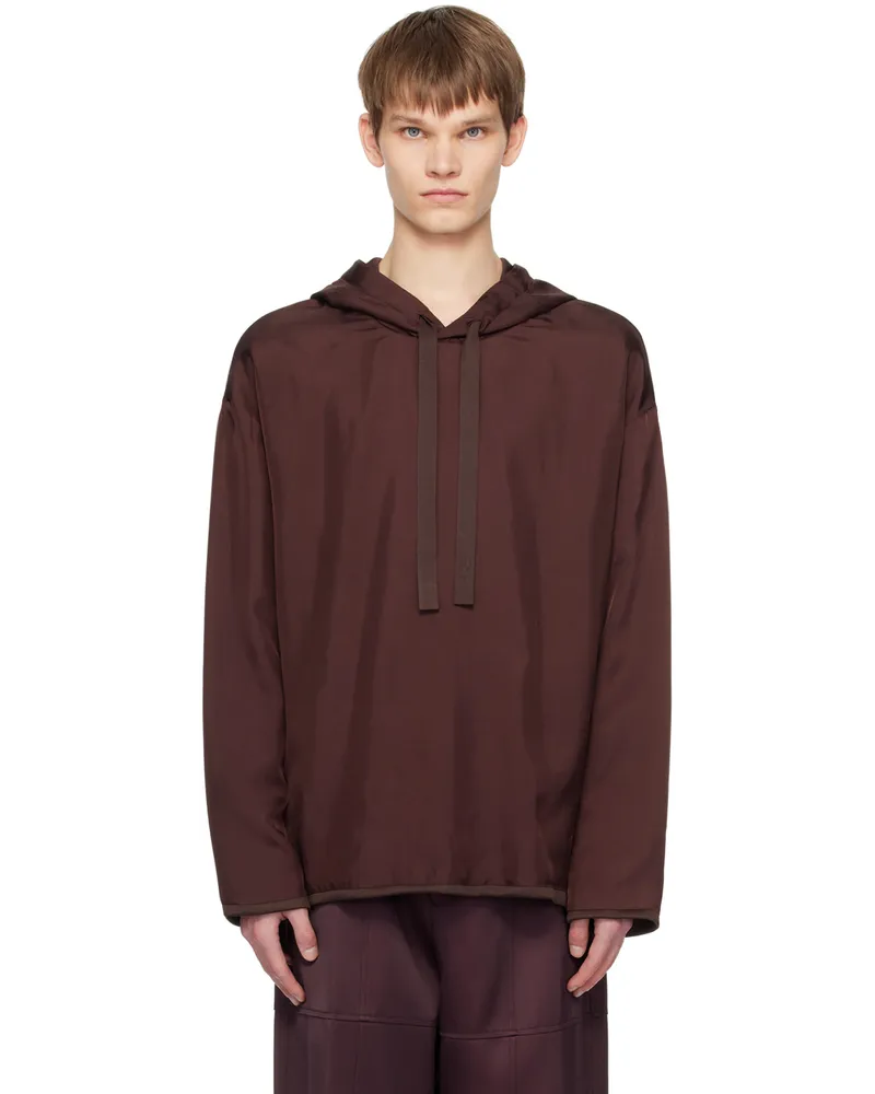 Jil Sander Brown Drawstring Hoodie Espresso