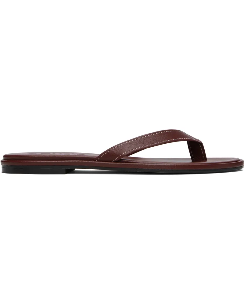 aeyde Burgundy Melody Leather Toe-Post Flip-Flops Port
