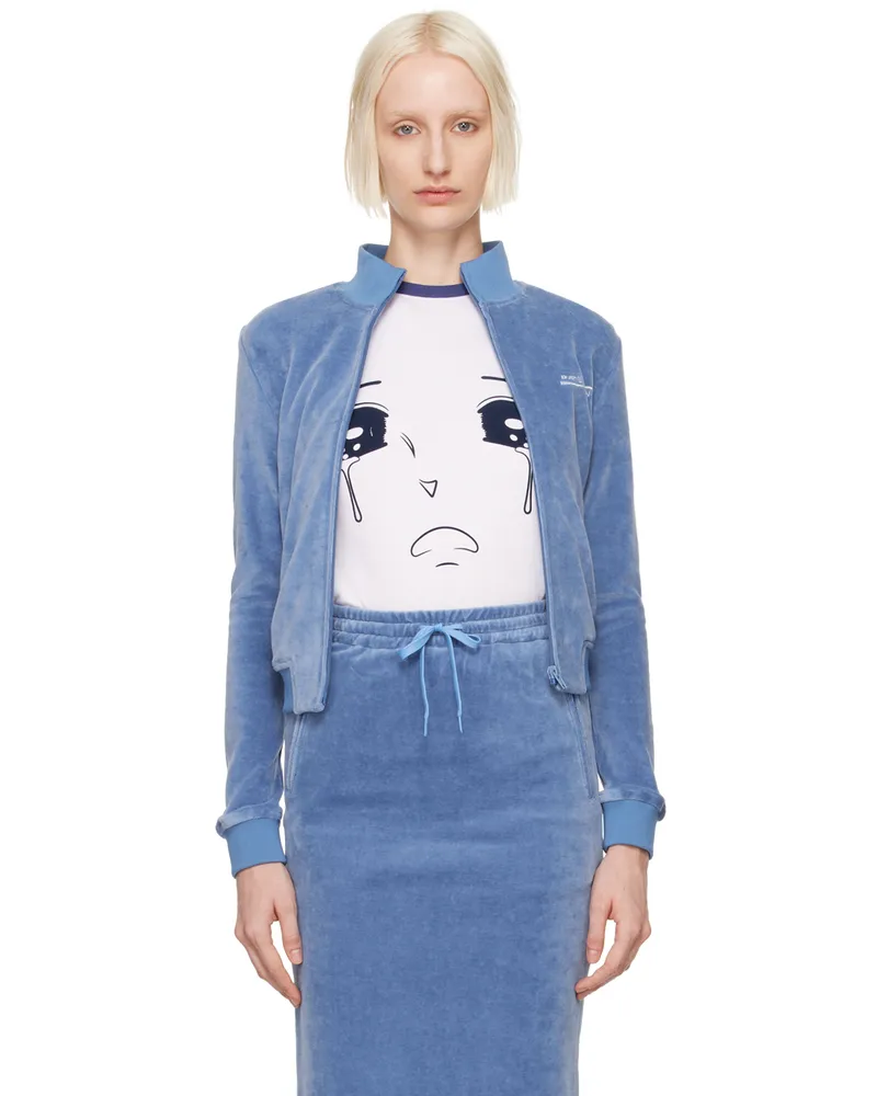 pushBUTTON Blue Crop Zip-Up Track Jacket Blue