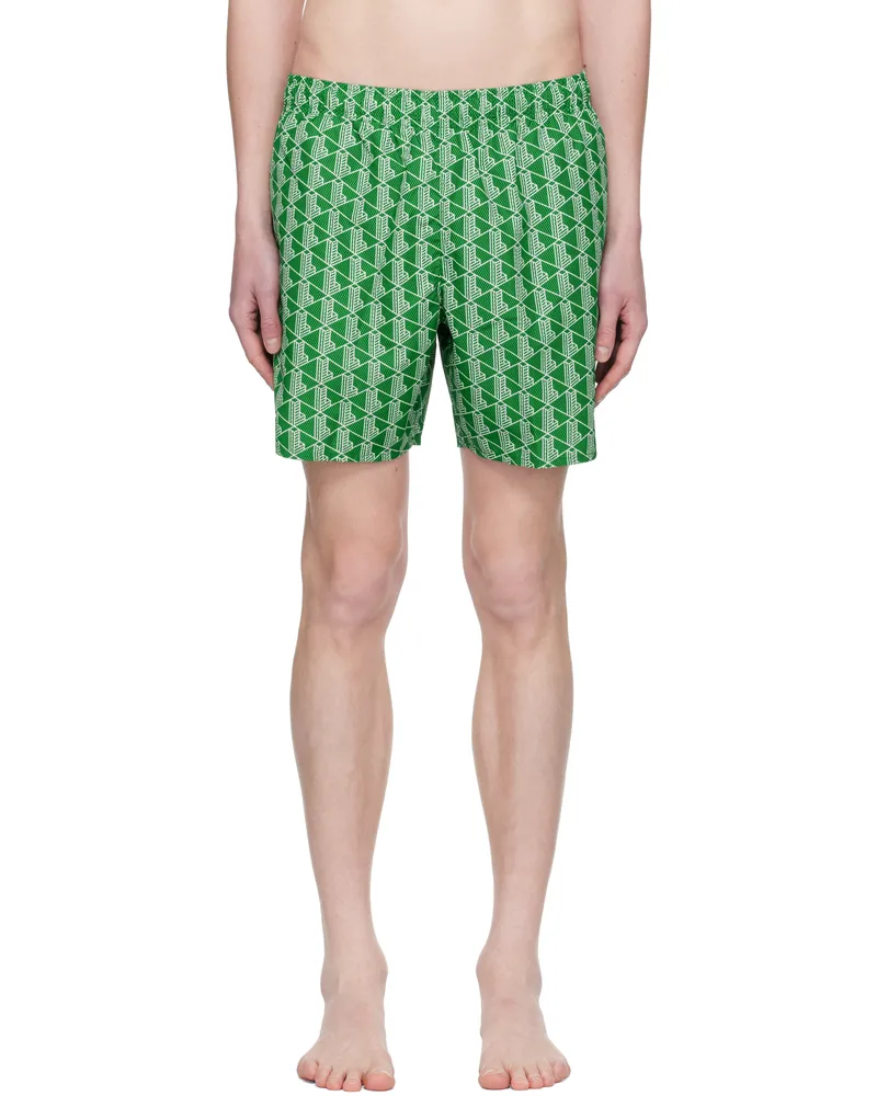 Lacoste Green Monogram Swim Shorts Hei