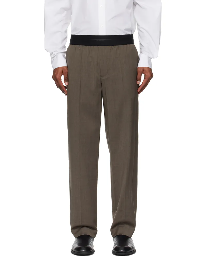 Helmut Lang Brown Tapered Pull-On Trousers Light
