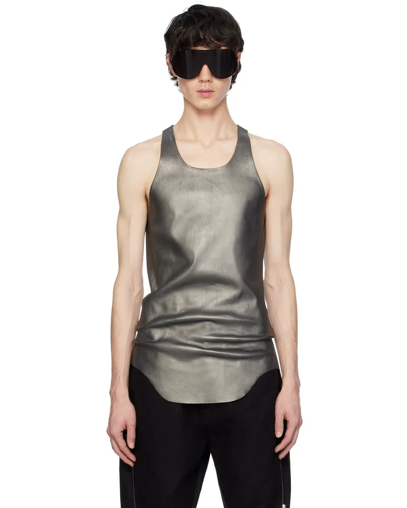 Rick Owens Gunmetal Scoop Neck Tank Top 68