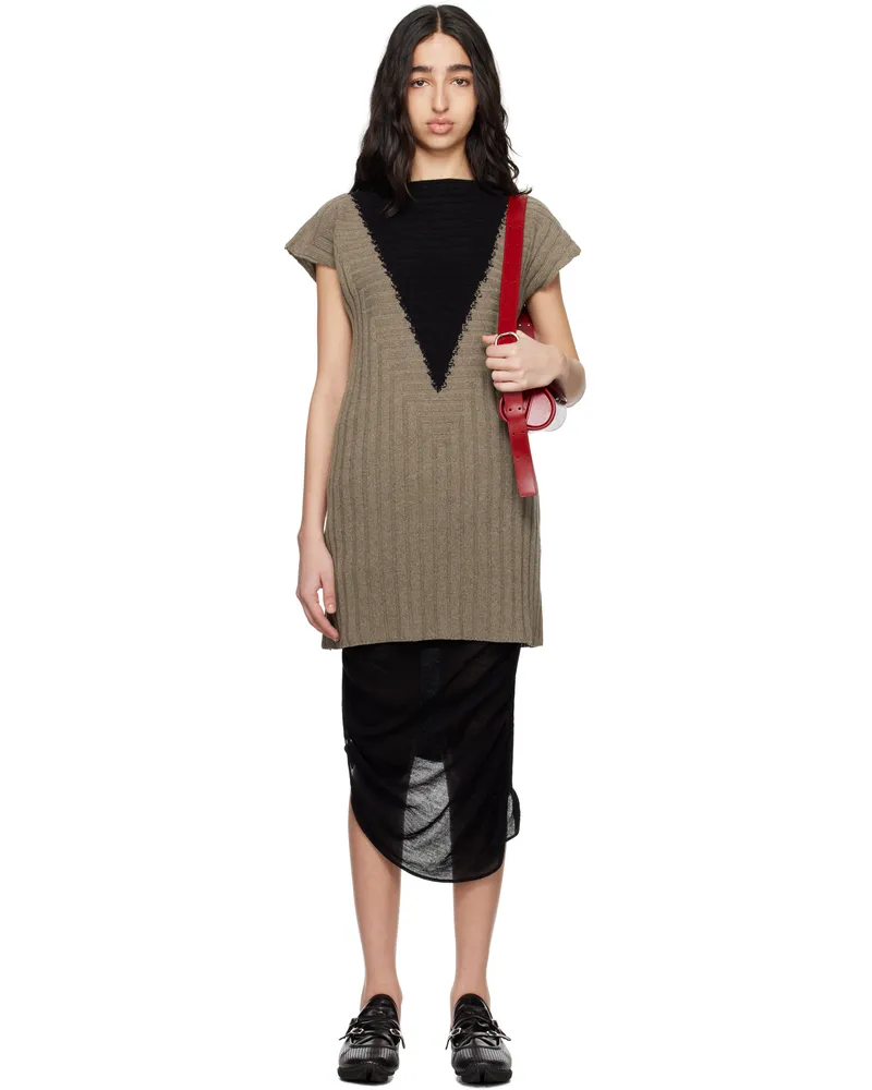 KIKO KOSTADINOV Brown & Black Dakota Vest Minidress Sepia