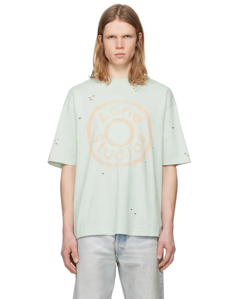 Acne Studios Blue Relaxed Fit Logo T-shirt Aqh