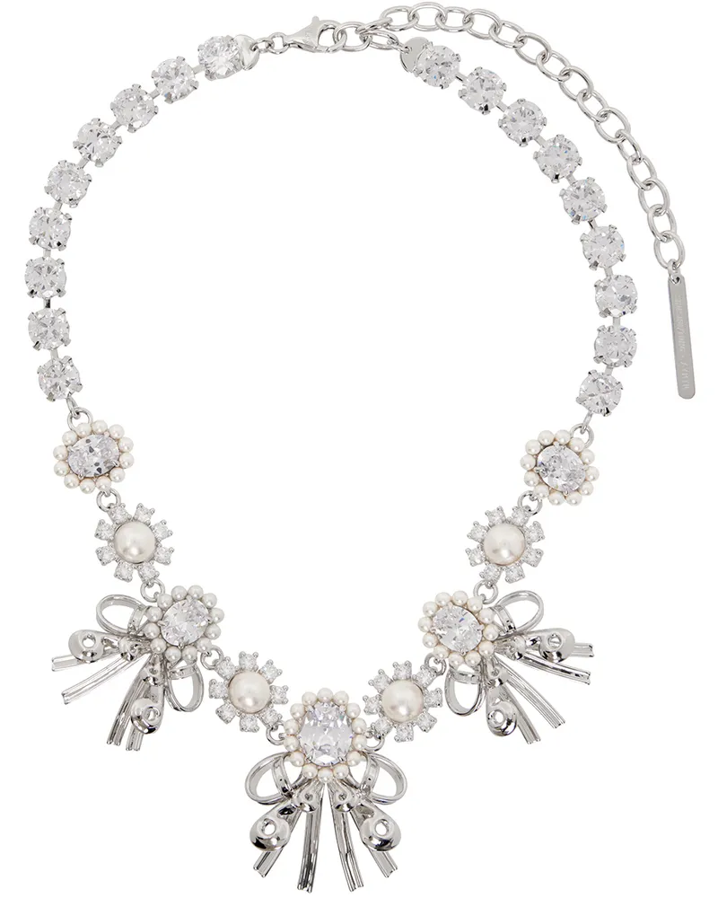 SHUSHU/TONG Silver Curly Hair Sunflower Diamond Chain Necklace Sliver