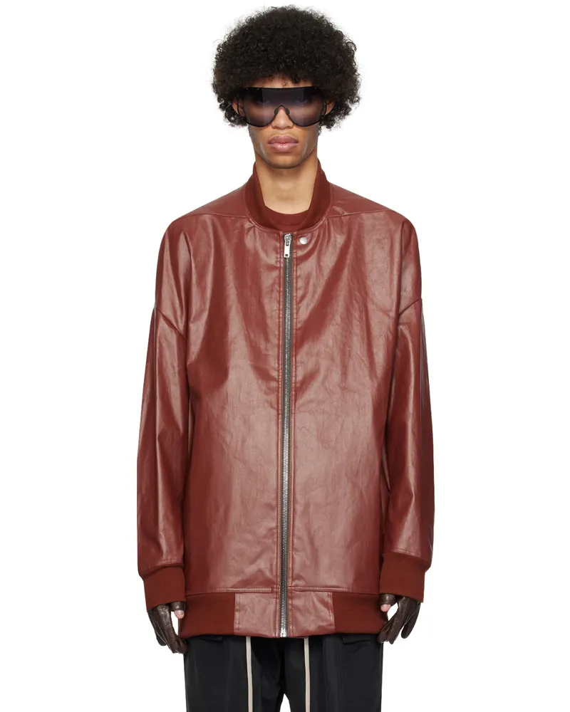 Rick Owens Brown Coated Denim Bomber Jacket 73