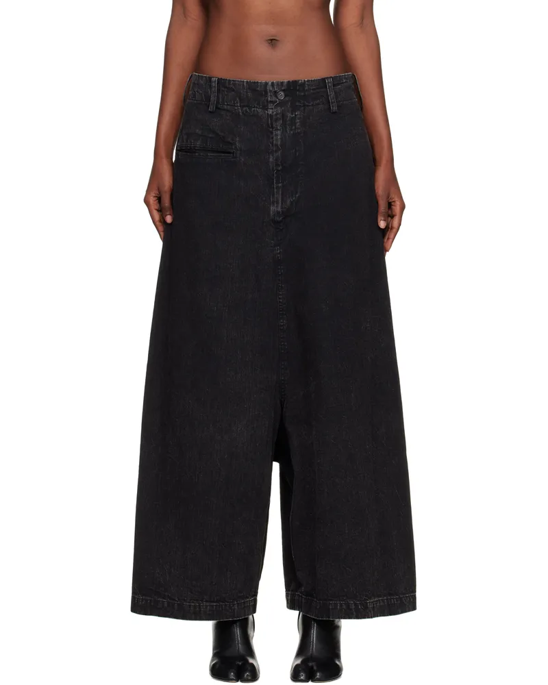 Yohji Yamamoto Black Backside Flared Wide Jeans 1