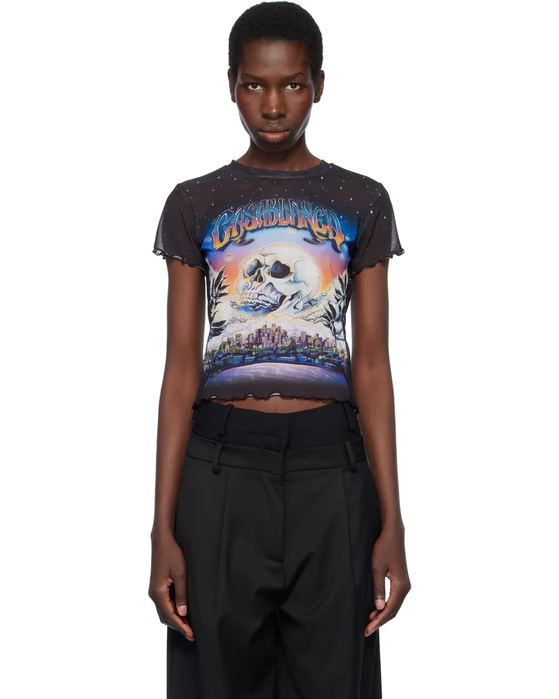 Casablanca Paris Black 'La Prémonition' Mesh T-shirt La