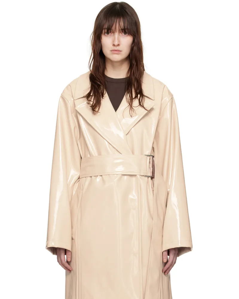 STAND Beige Henriette Faux-Leather Trench Coat Cream