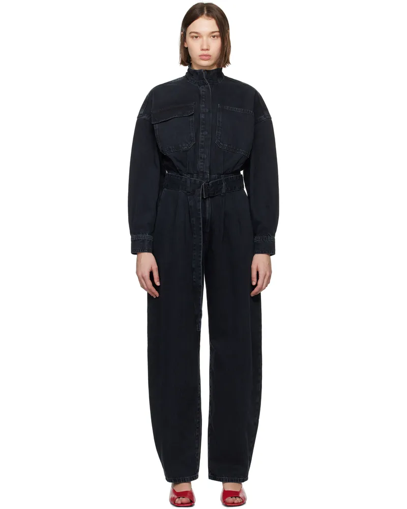 Frame Denim Black 'The Cocoon' Denim Jumpsuit Prti