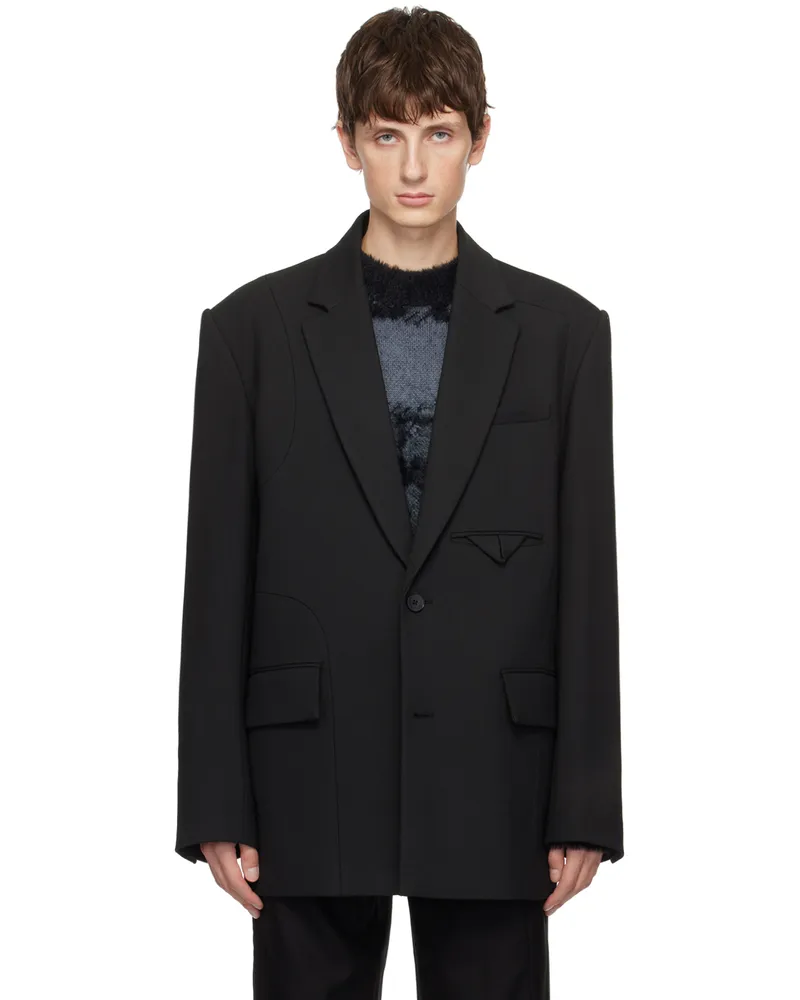 Feng Chen Wang Black Notched Lapel Blazer Black
