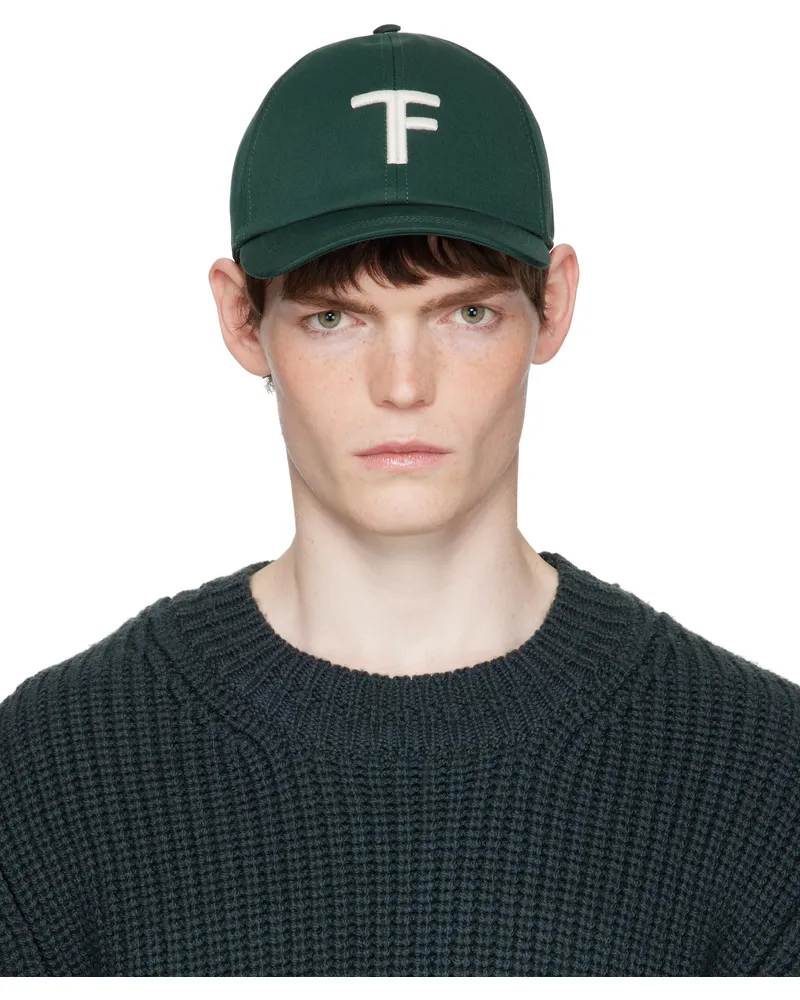 Tom Ford Green Brushed Cotton Cap 3ew06pinegreen+cream