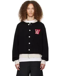 WE 11 DONE Black Baseball Cardigan Black