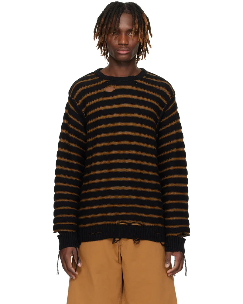 Maison Margiela Black & Brown Cotton Knit Sweater 961