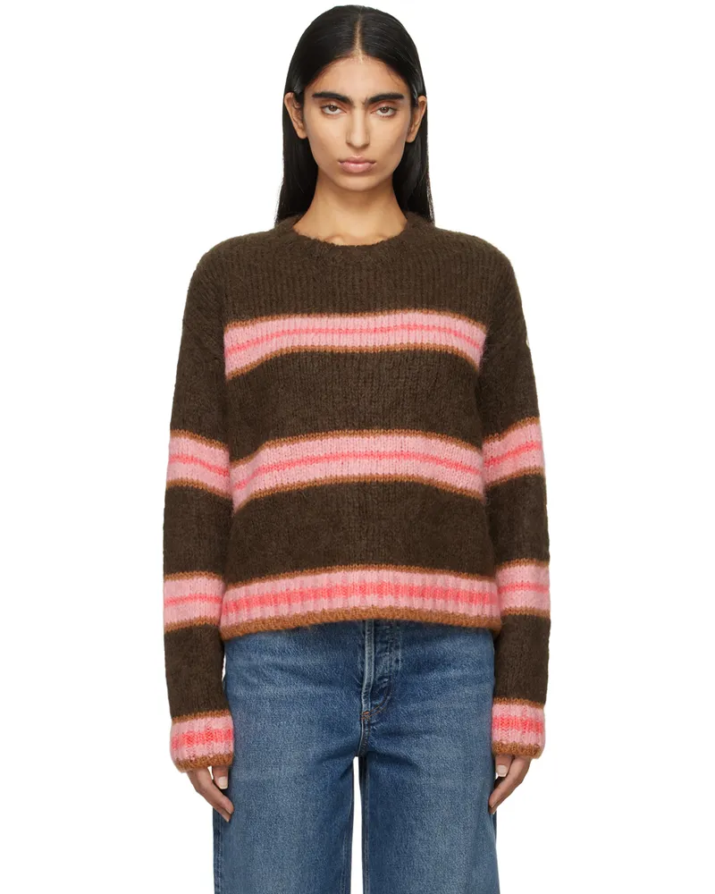 Moncler Brown & Pink Striped Alpaca Blend Sweater 283
