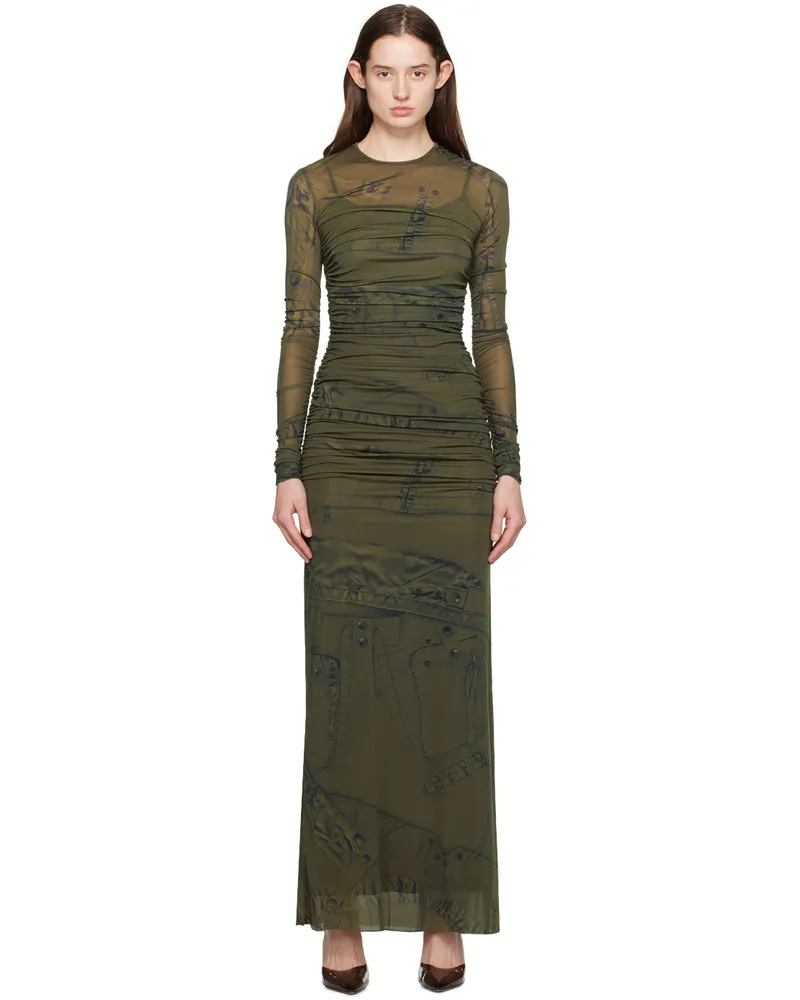 Blumarine Green Crewneck Maxi Dress T5699