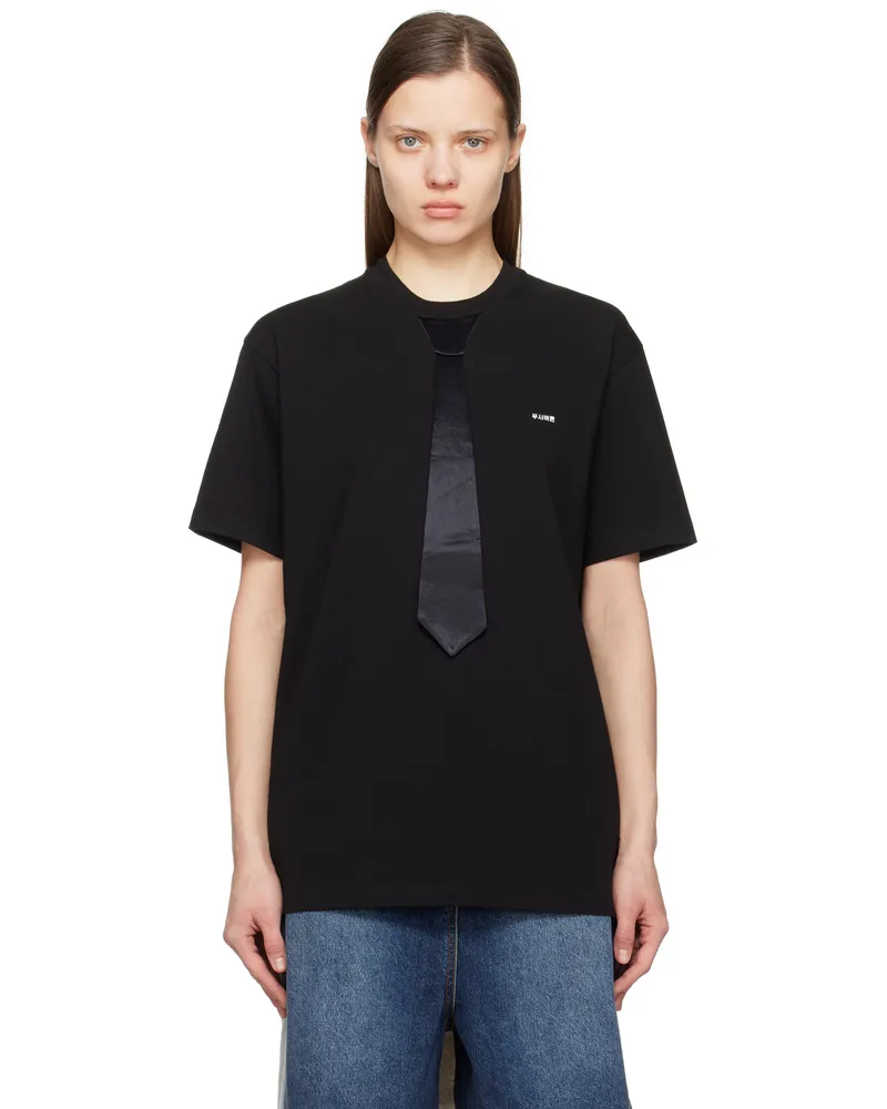 pushBUTTON Black Neck Tie T-shirt Black