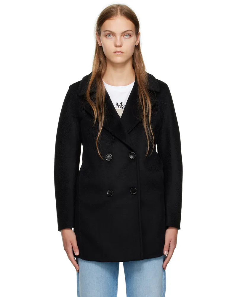 Max Mara Black Double-Breasted Coat 004