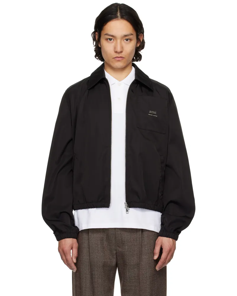 AMI Paris Black 'Ami' Zipped Jacket 001