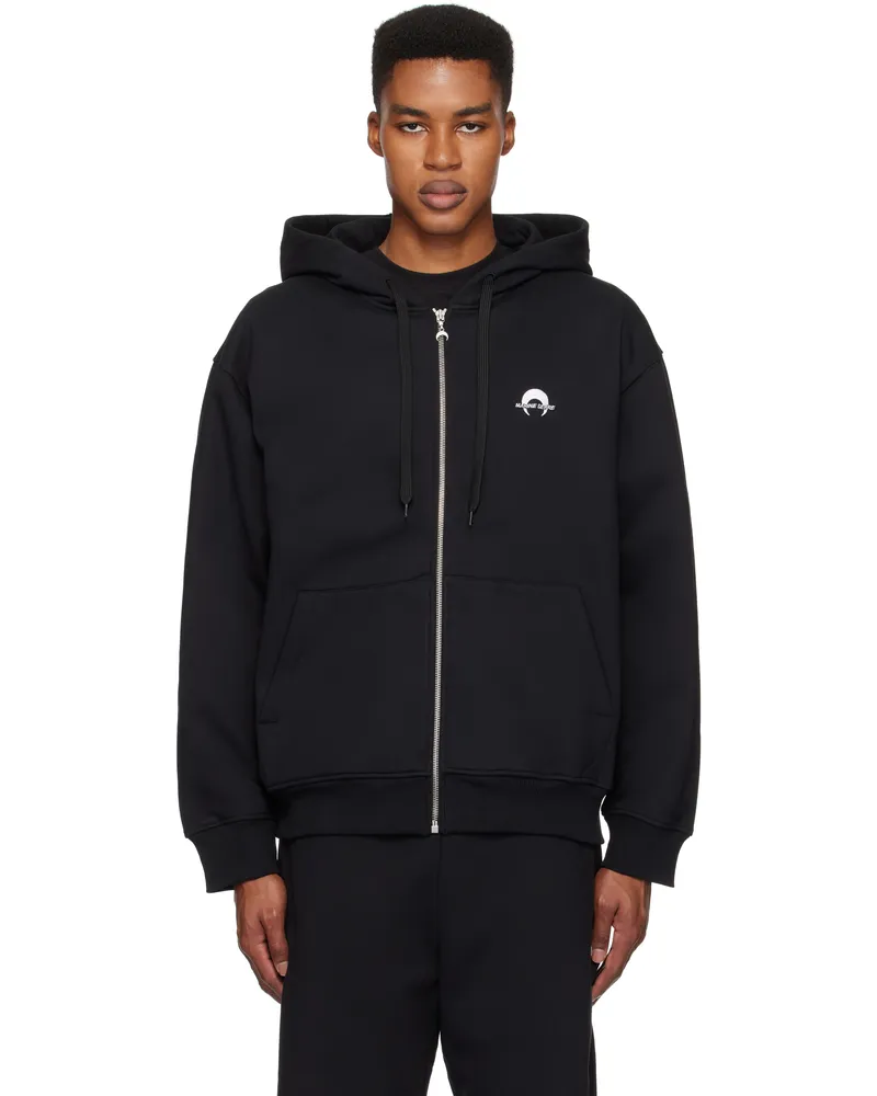 Marine Serre Black Moon Logo Fleece Zipped Hoodie Bk99
