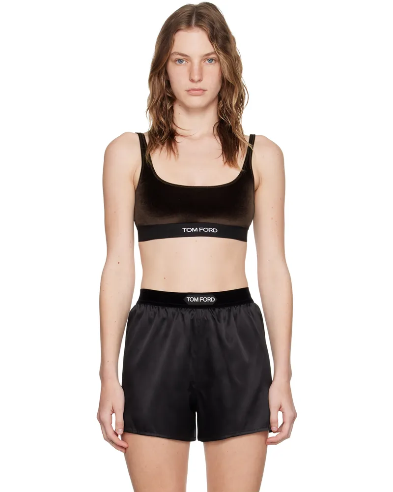 Tom Ford Brown Jacquard Bra Kb377