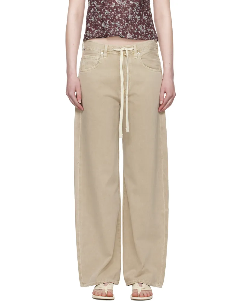 Citizens of humanity Beige Brynn Drawstring Jeans Burnished