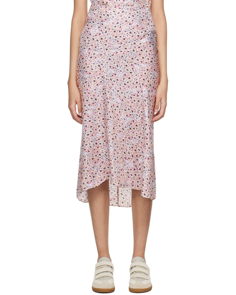 Isabel Marant Off-White & Purple Lisanne Midi Skirt 23ec