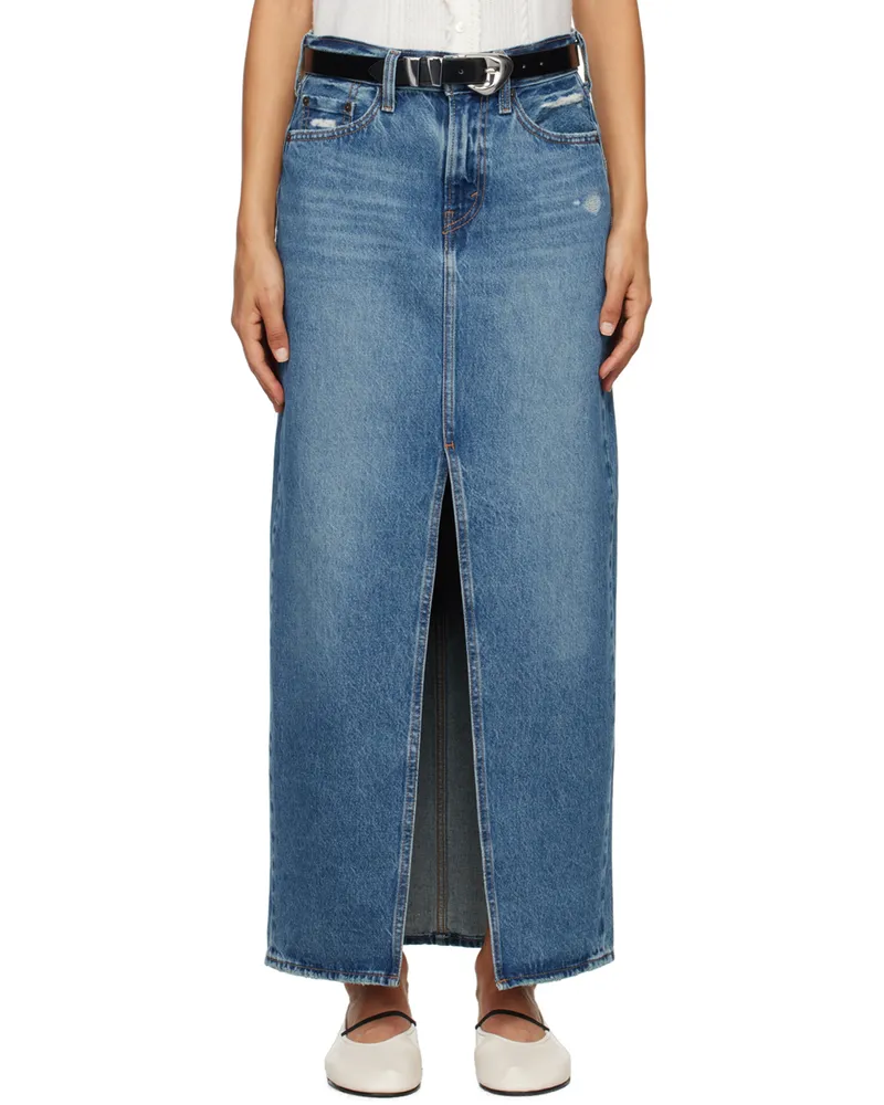 Levi's Blue Ankle Column Denim Midi Skirt Low