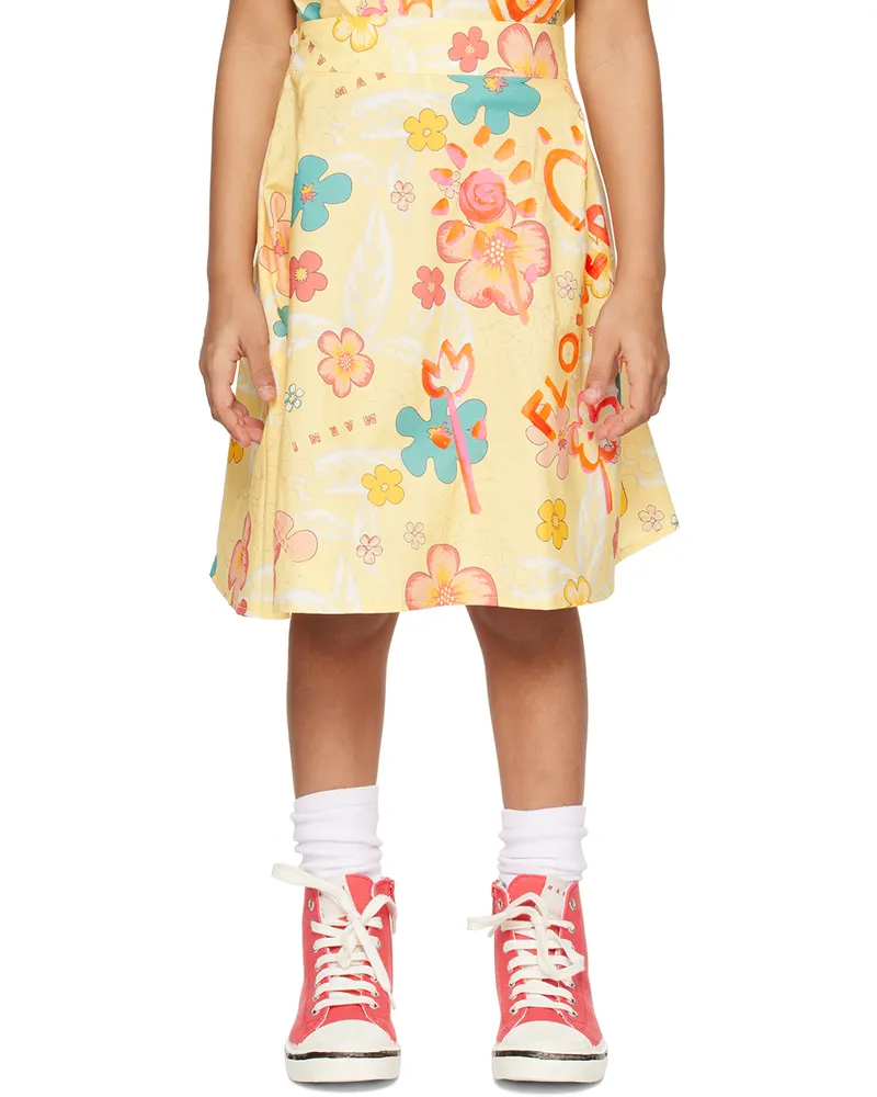 Marni Kids Yellow Printed Skirt 0m109