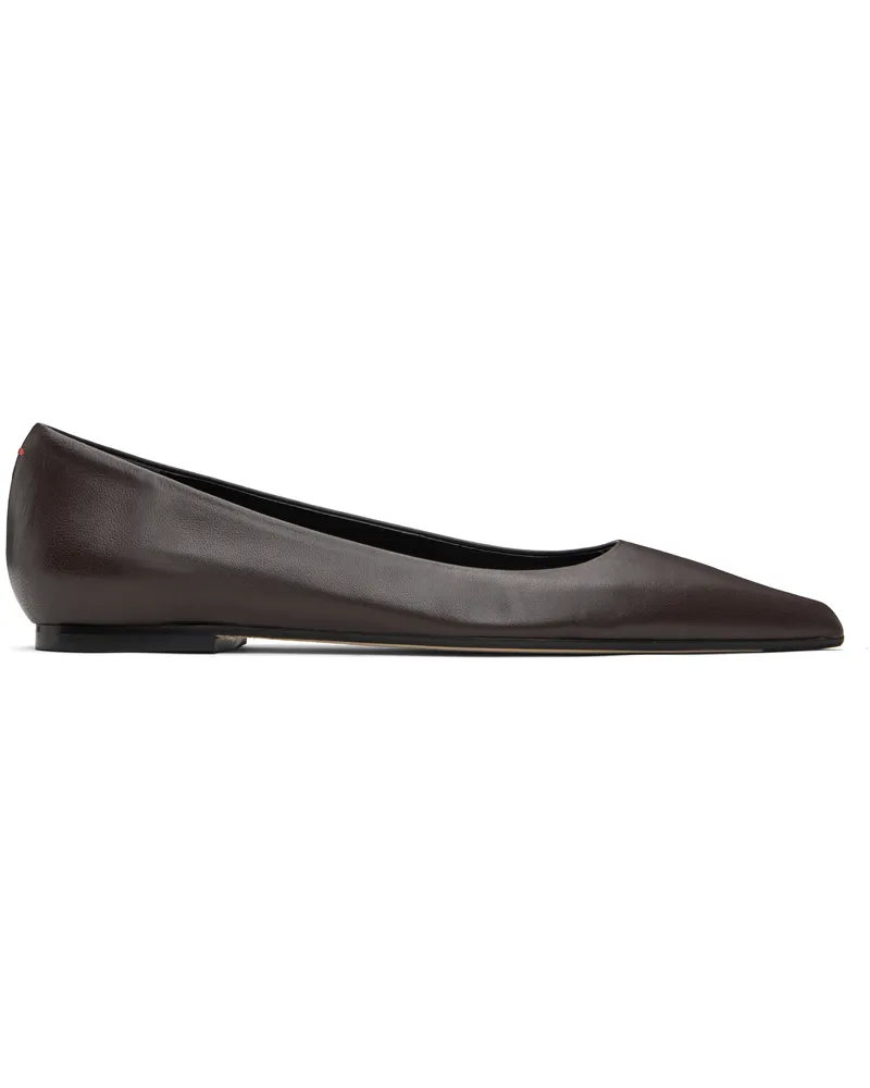 aeyde Brown Cassy Pointed-Toe Ballerina Flats Moka