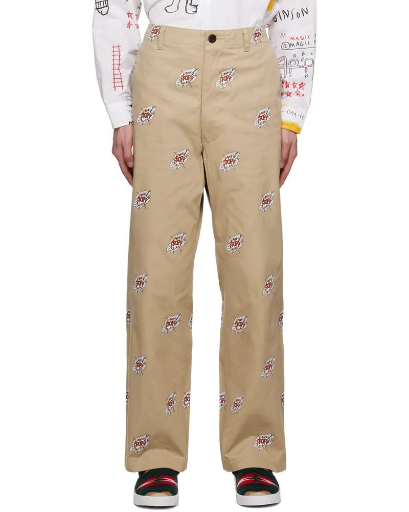 Junya Watanabe Beige Printed Trousers Beige