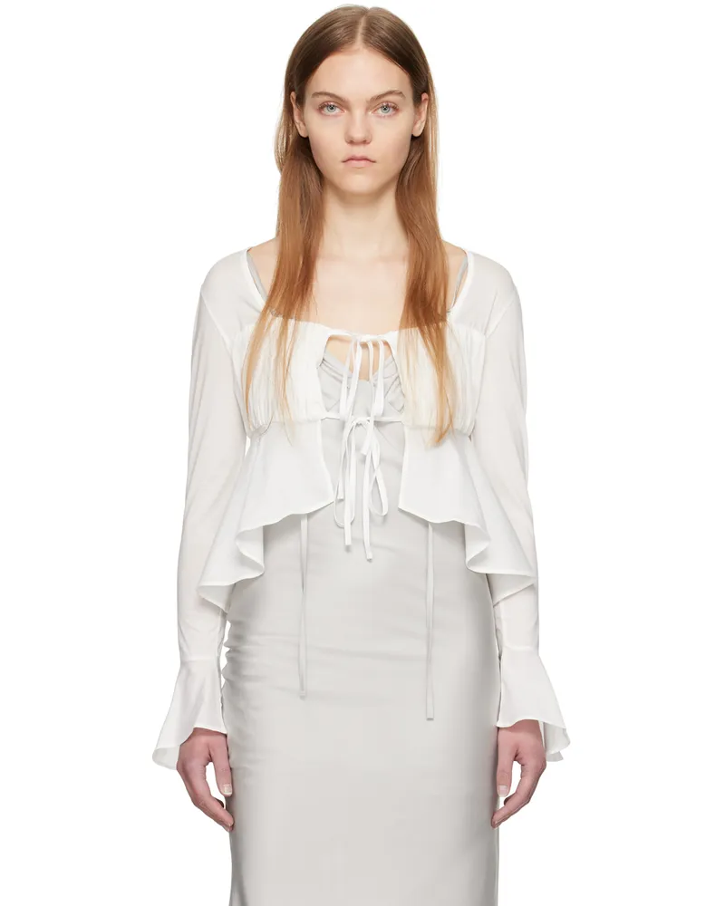 Kijun Off-White Shirring Tie Blouse Off-white