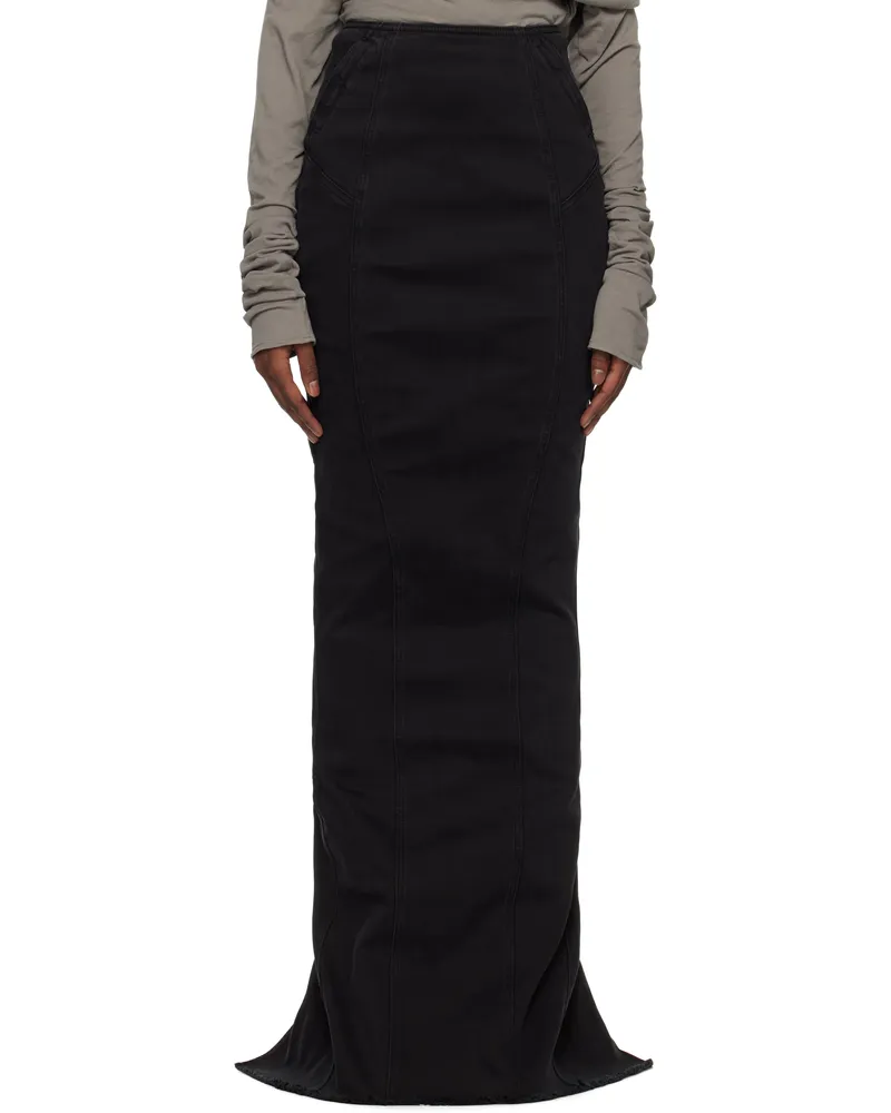 Entire Studios Black Channel Denim Maxi Skirt Magnetite