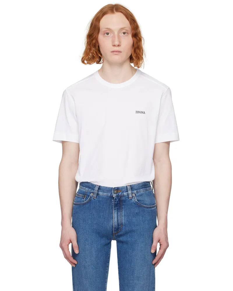 Ermenegildo Zegna White Embroidered T-Shirt N00