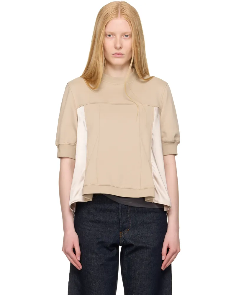 3.1 phillip lim Beige Puff Sleeve Flounce Satin Combo Top Concrete