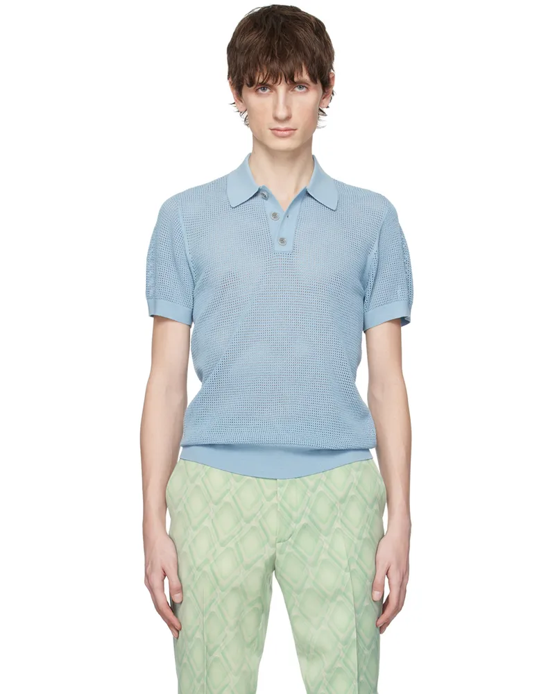 Dries van Noten Blue Three-Button Polo Light