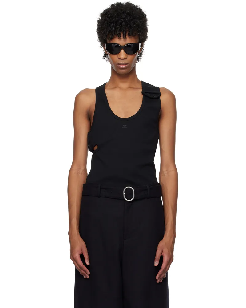 Courrèges Black 90's Rib Cut Out Tank Top 9999