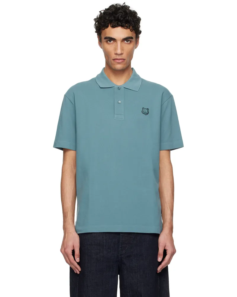 Kitsuné Blue Bold Fox Head Patch Oversize Polo 0081