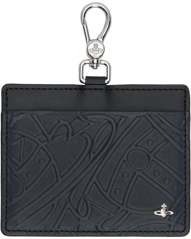 Vivienne Westwood Black Tangled Orb Leather Card Holder Ss25-n401