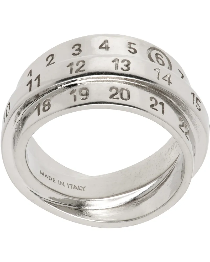 Maison Margiela Silver Triple Logo Numeric Signature Ring 955