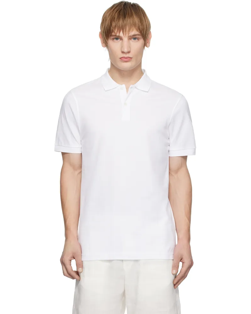 Sunspel White Piqué Polo White