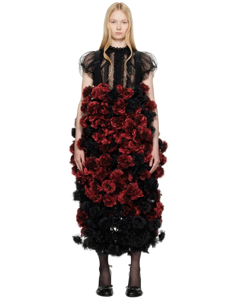 Noir Kei Ninomiya Red & Black Floral Maxi Skirt 1