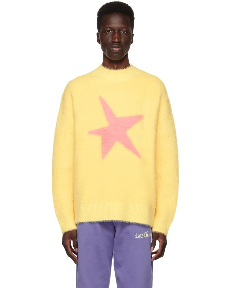 Late Checkout Yellow Fluffy Sweater Yellow
