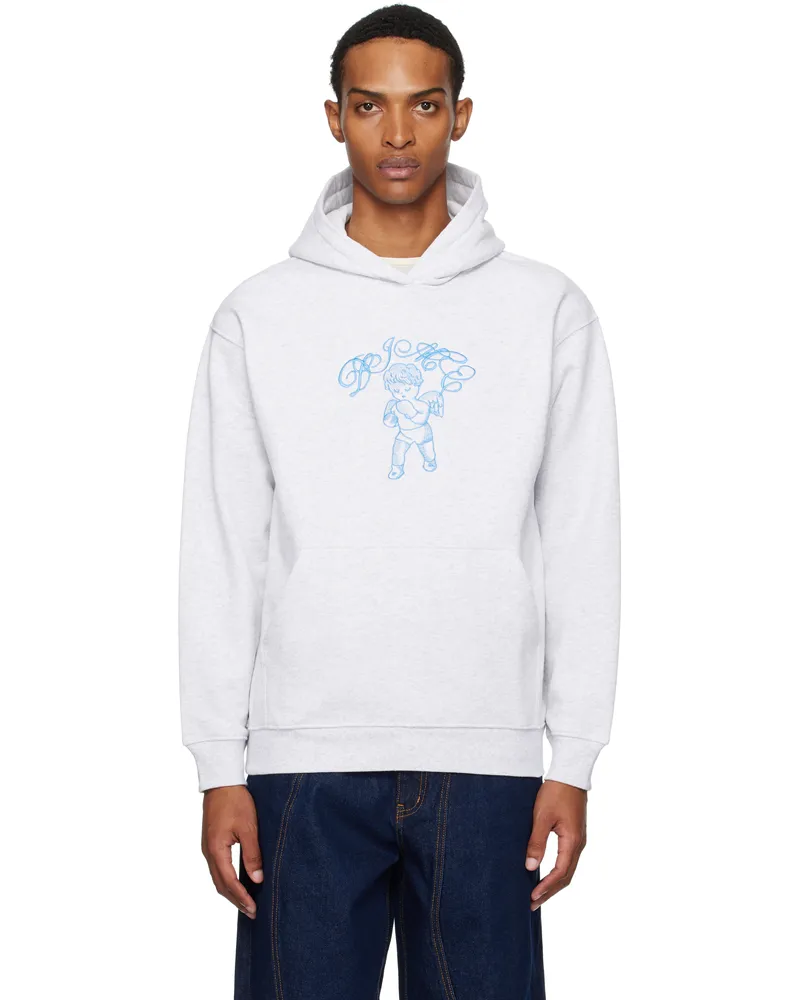 Dime Gray Embroidered Fighter Hoodie Ash
