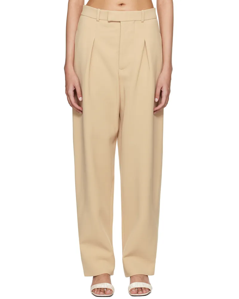 WARDROBE.NYC Beige Hailey Bieber Edition Tailored Trousers Biscuit