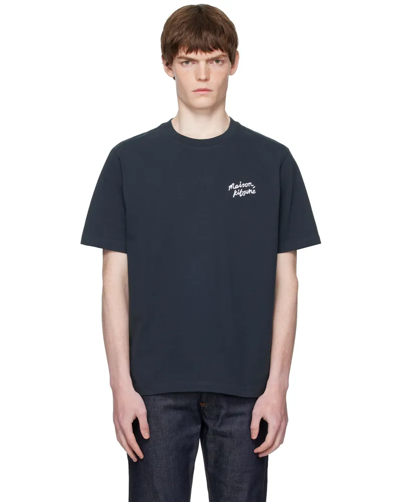 Kitsuné Black 'Maison Kitsune' Handwriting Comfort T-shirt 0414