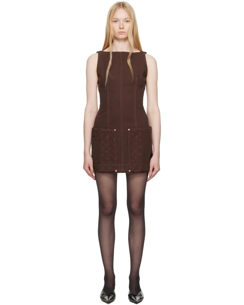 Marine Serre Brown Moon Jacquard Twill Minidress Br40