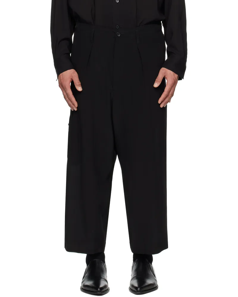 Yohji Yamamoto Black 16M Crepe De Chine R Coin Pocket Trousers 1